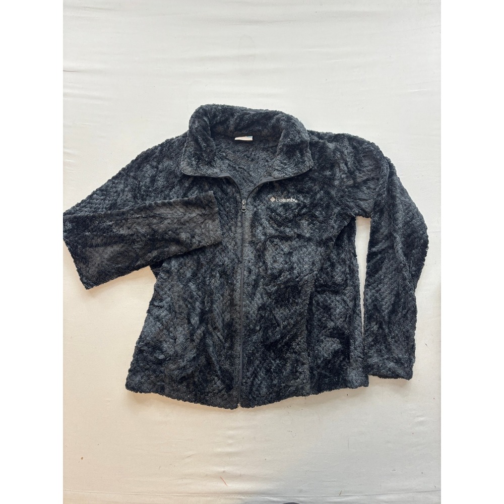 Columbia Womens Black High Pile Fleece Full Zip Jacket Size Medium Mock Neck